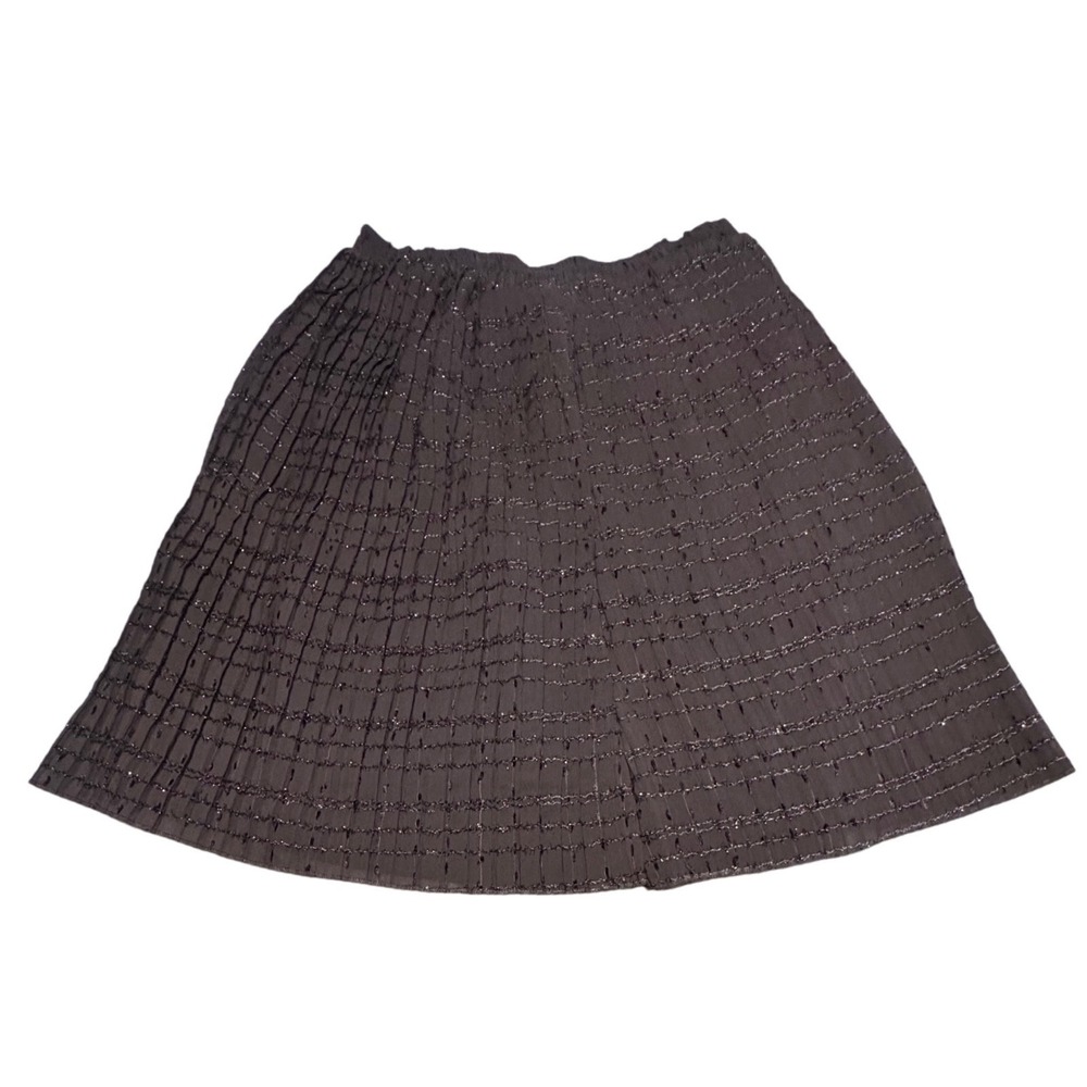 Metro Wear Pleated Midi Skirt Women Size L Glitter Metallic‎ Stripe Brown